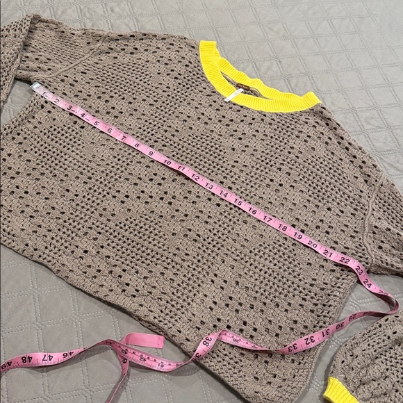 Free People Home Run Tan Crochet Knit Crop Sweater - Picture 7 of 12